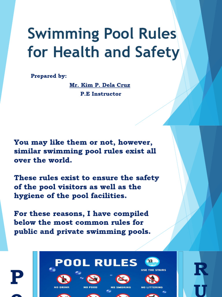 Swimming Pool Rules For Health and Safety | PDF | Swimming | Swimming Pool