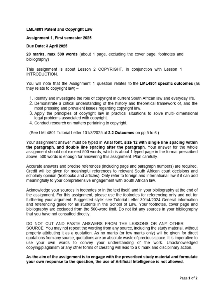 LML4801-25-S1 Assignment 1 | PDF | Plagiarism