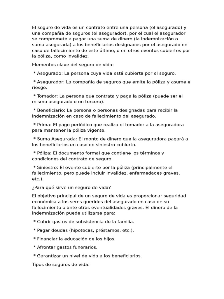 Guía Completa sobre Seguros de Vida | PDF | Póliza de seguros | Seguro ...