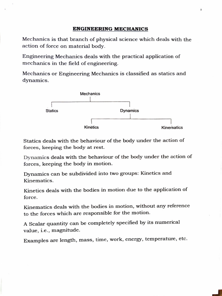 Overview of Engineering Mechanics | PDF | Force | Classical Mechanics