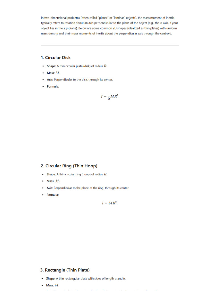Mass Moment of Inertia | PDF