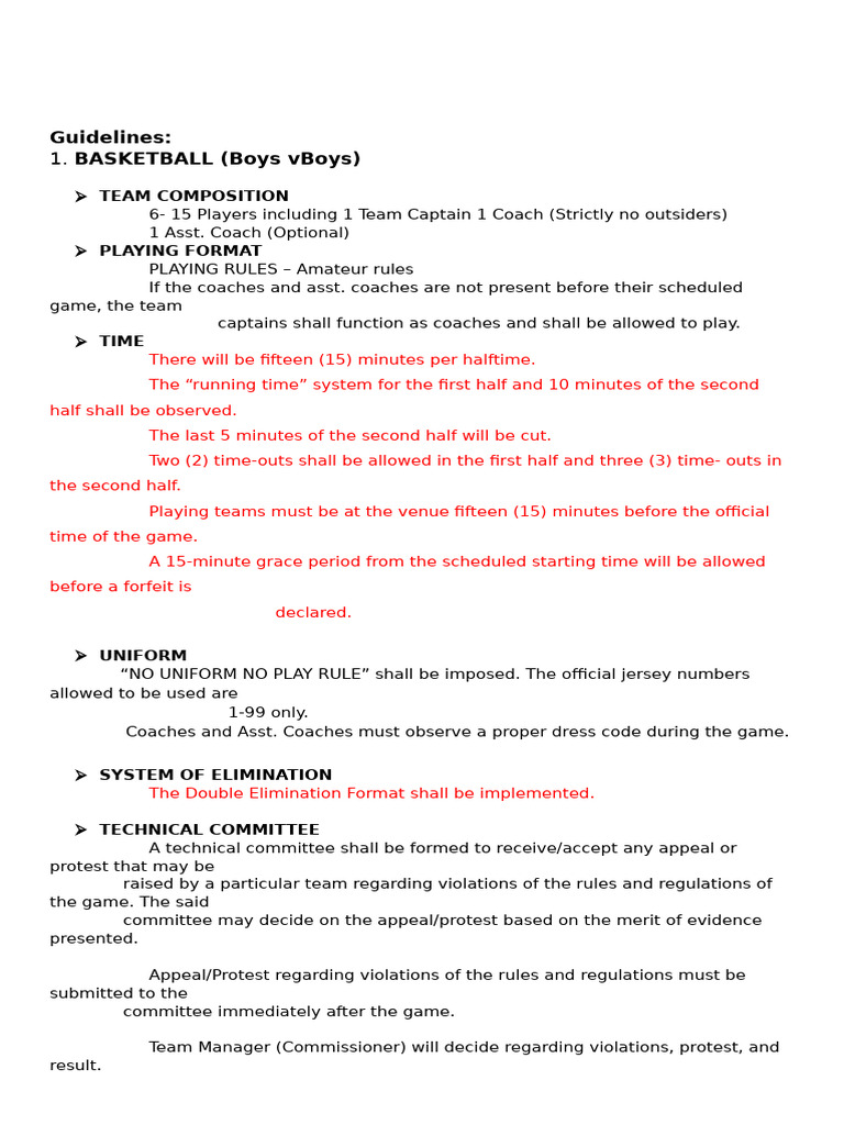 Sports Tournament Guidelines Overview | PDF | Sports | Chess