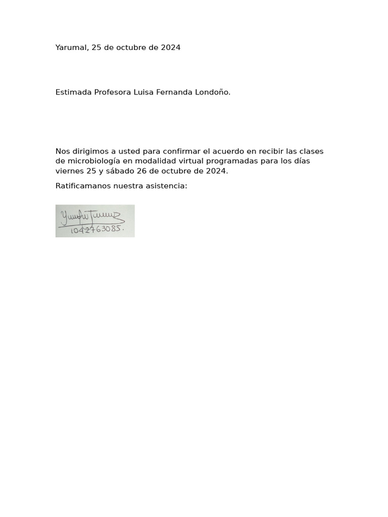 Confirmación Clases Microbiología Virtual | PDF