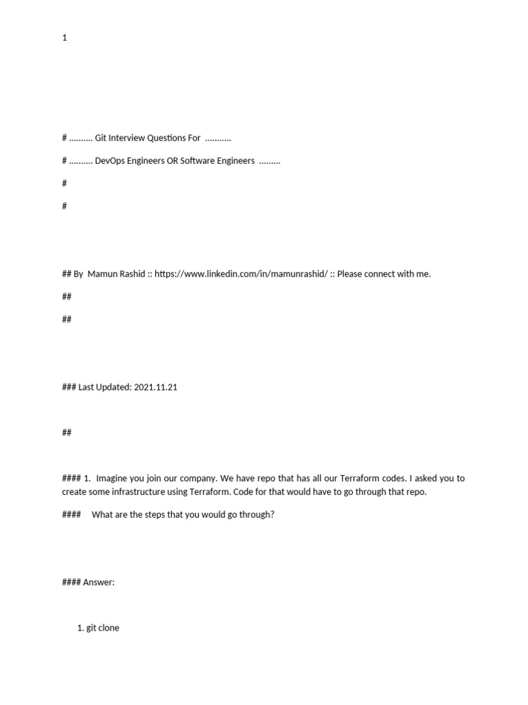 Git Interview Questions for Engineers | PDF | Computer Network ...