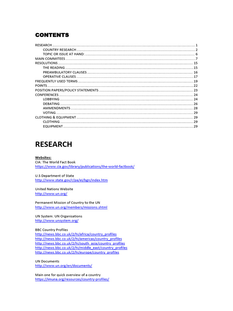 MUN Preparation Guide and Resources | PDF | United Nations ...