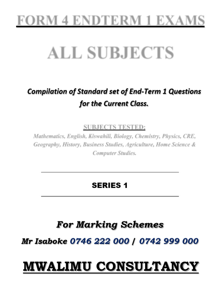 Form 4 End-Term 1 Exam Questions | PDF | Biology