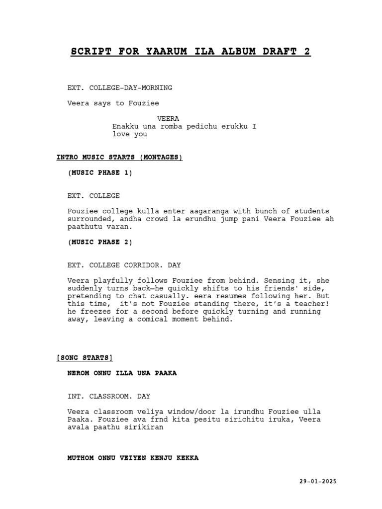 Yaarum Ila Album Script Draft 2 | PDF | Emotions