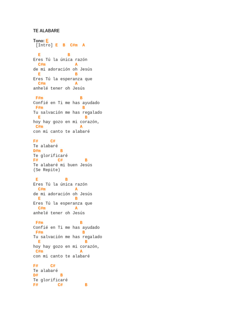 Te Alabaré: Letra y Adoración | PDF