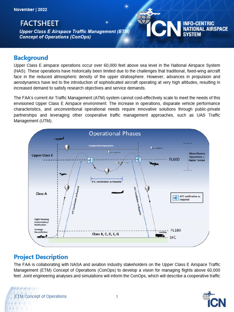 Upper Class E Airspace ETM ConOps | PDF | Nasa | Air Traffic Control