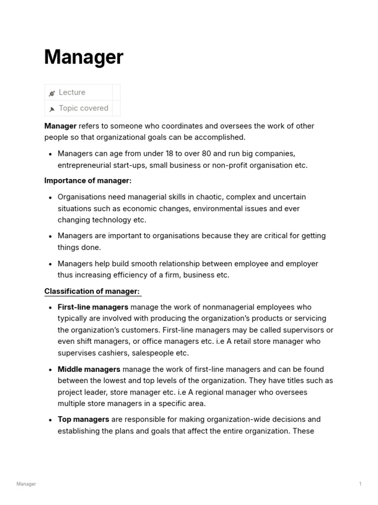 Manager | PDF | Business Economics | Economies