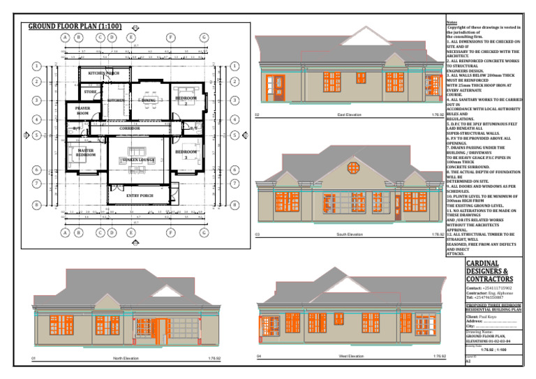 Three Bedroom Building Plan 110425 | PDF | Architectural Design ...