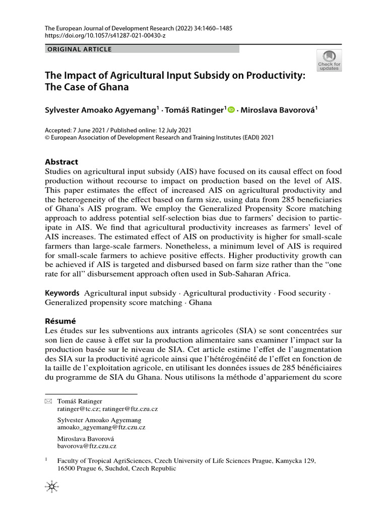 Impact of AIS on Ghanaian Productivity | PDF | Agriculture | Ordinary ...
