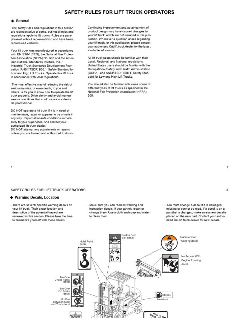 Lift Truck Operator Safety Guidelines | PDF | Forklift | Elevator