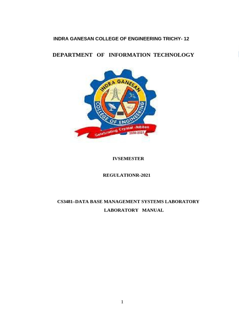 Database Management Systems Lab Manual | PDF | Databases | Sql