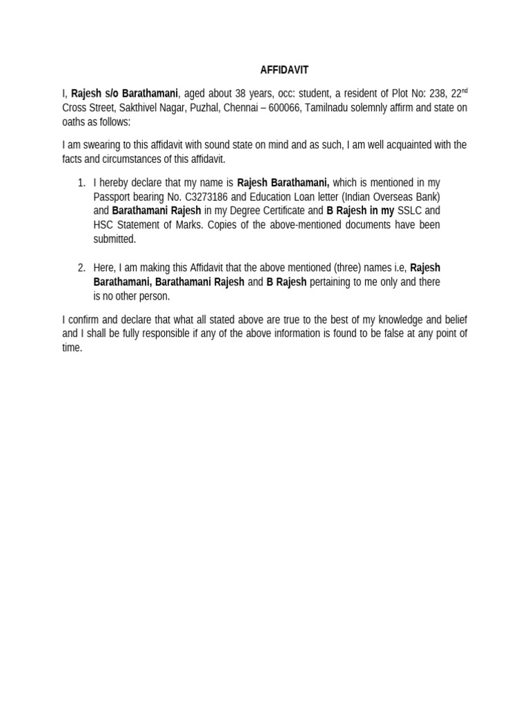 Affidavit - Draft | PDF