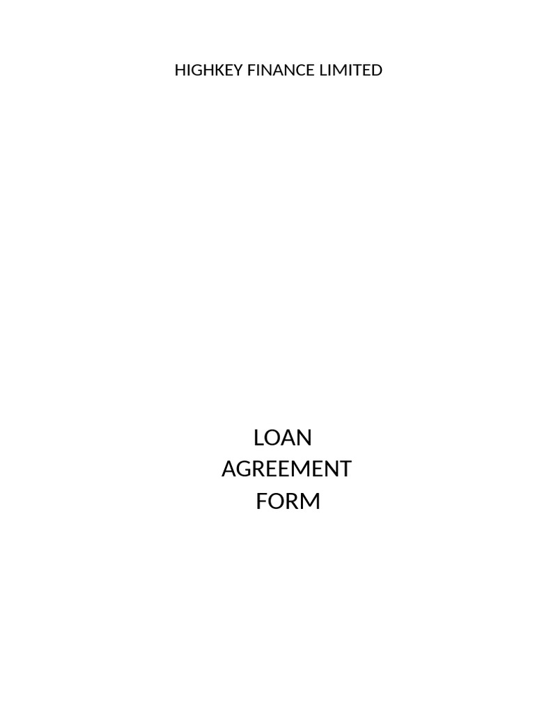 Highkey Finance Loan Agreement Form | PDF | Loans | Collateral (Finance)