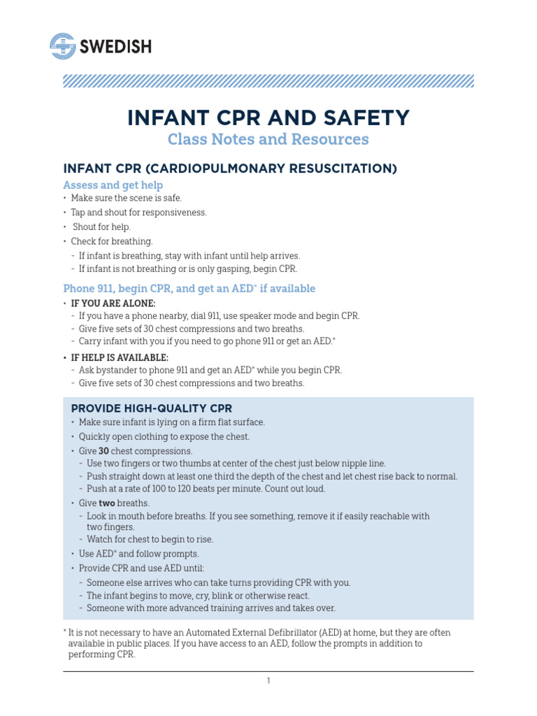 Infant CPR, Safety, and SUID Prevention | PDF | Cardiopulmonary ...