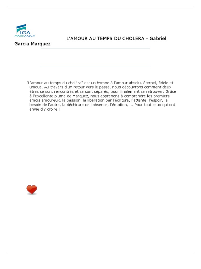 L Amour Au Temps Du Cholera
