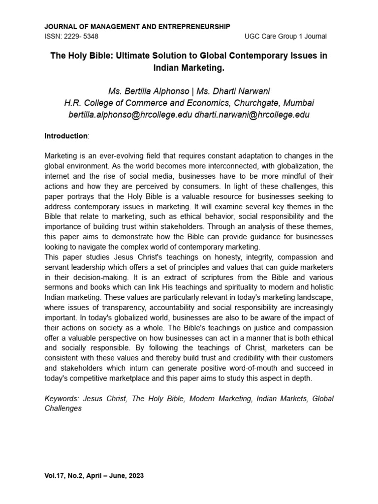 Biblical Principles in Modern Marketing | PDF | Jesus | Bible