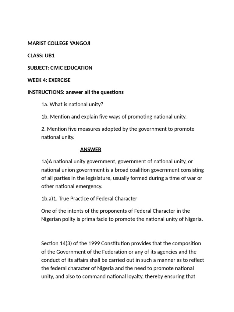 Civic Education WK14 | PDF | Nigeria | Nationalism