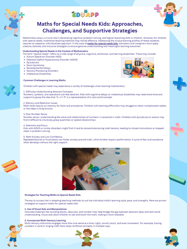 Strategies for Teaching Maths to Special Needs | PDF | Intellectual ...