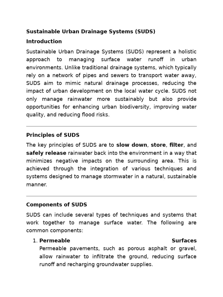 Overview of Sustainable Urban Drainage Systems | PDF | Stormwater ...