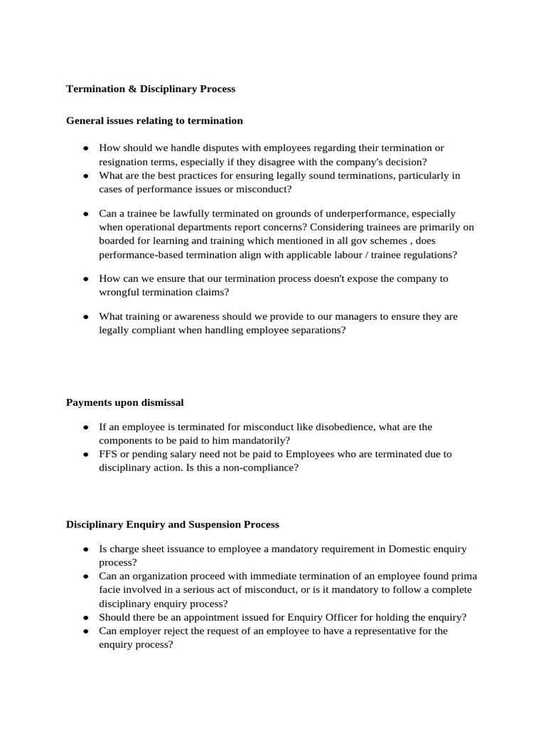 Termination and Disciplinary Procedures Guide | PDF | Layoff | Employment