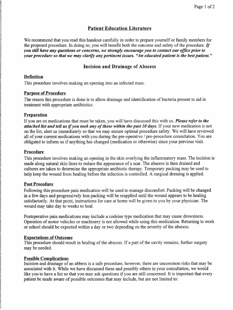 Incision and Drainage of Abcess | PDF