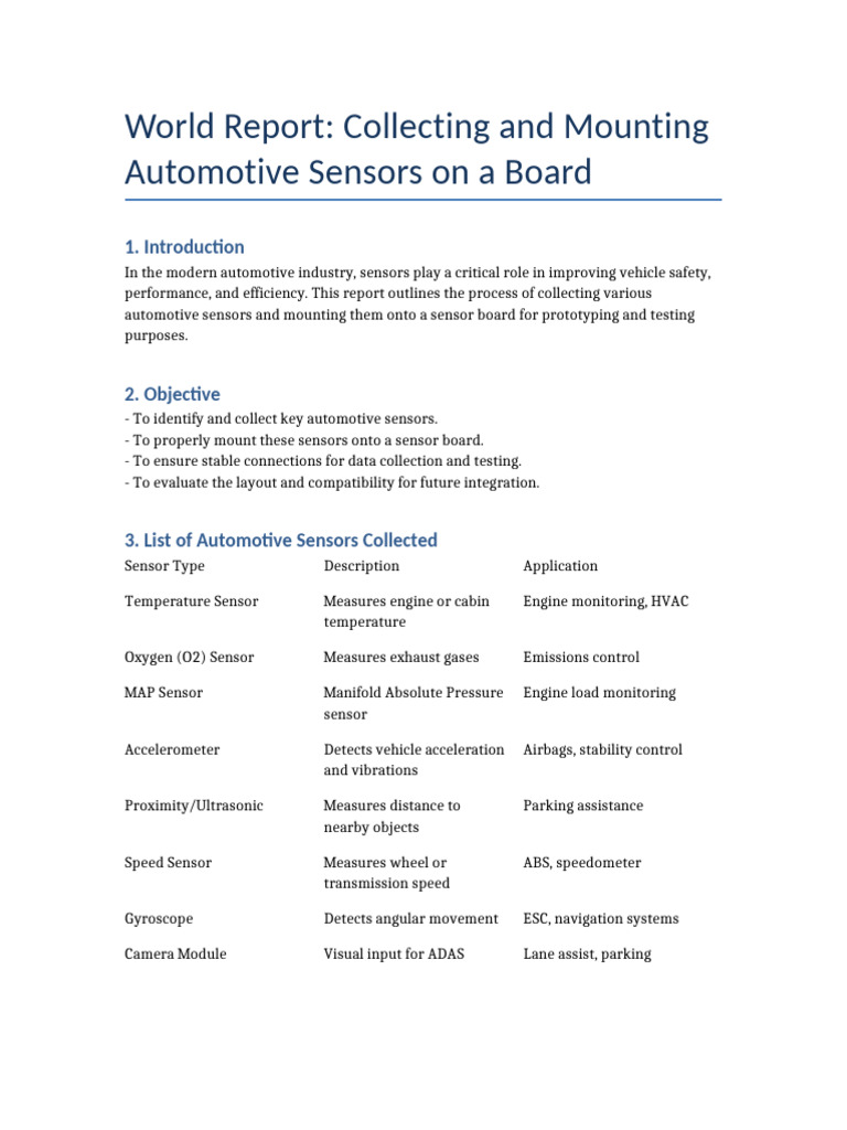 Automotive Sensors Report | PDF | Sensor | Electromagnetic Interference