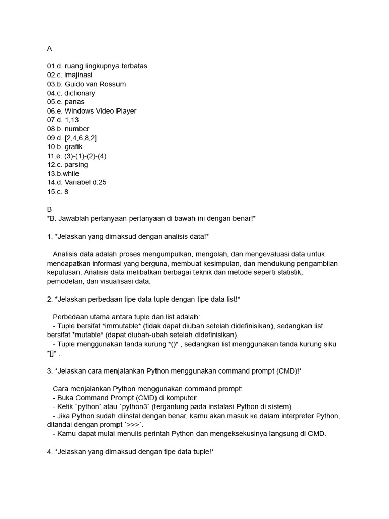 Perbedaan Tuple dan List dalam Python | PDF
