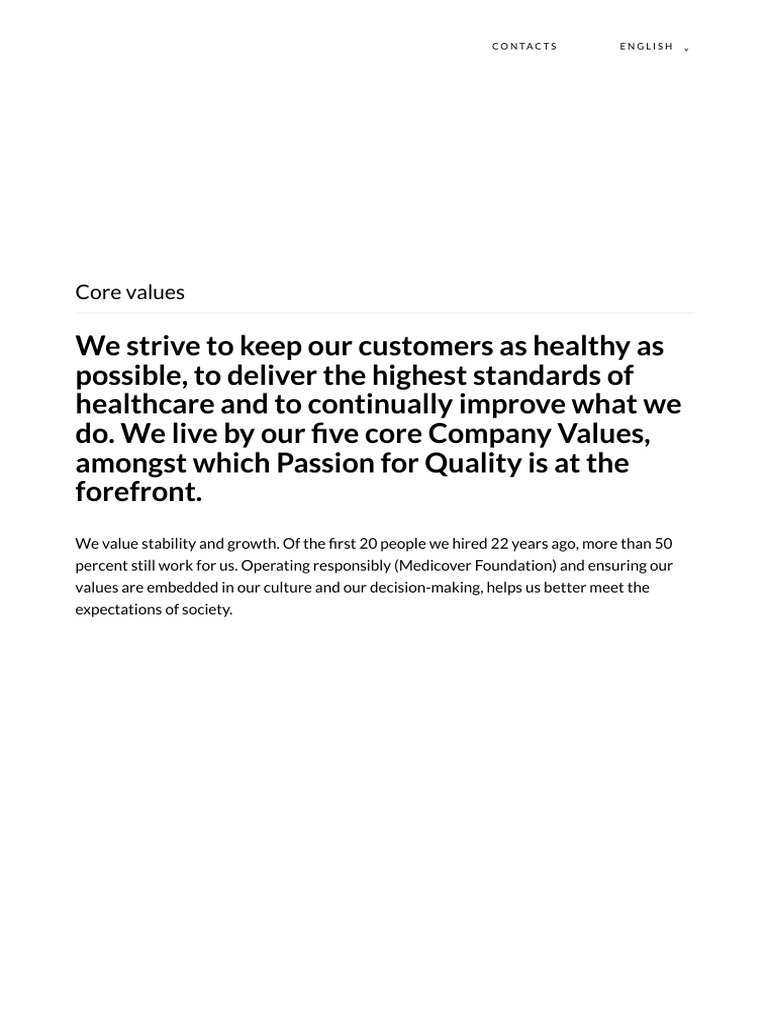 Core Values - Medicover | PDF