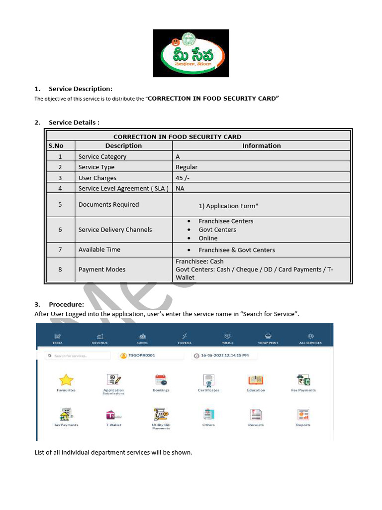 Food Security Card Correction Process | PDF