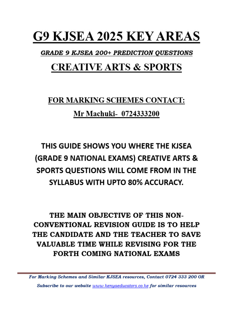 Grade 9 Kjsea 2025 Cas Key Areas | PDF | The Arts | Learning