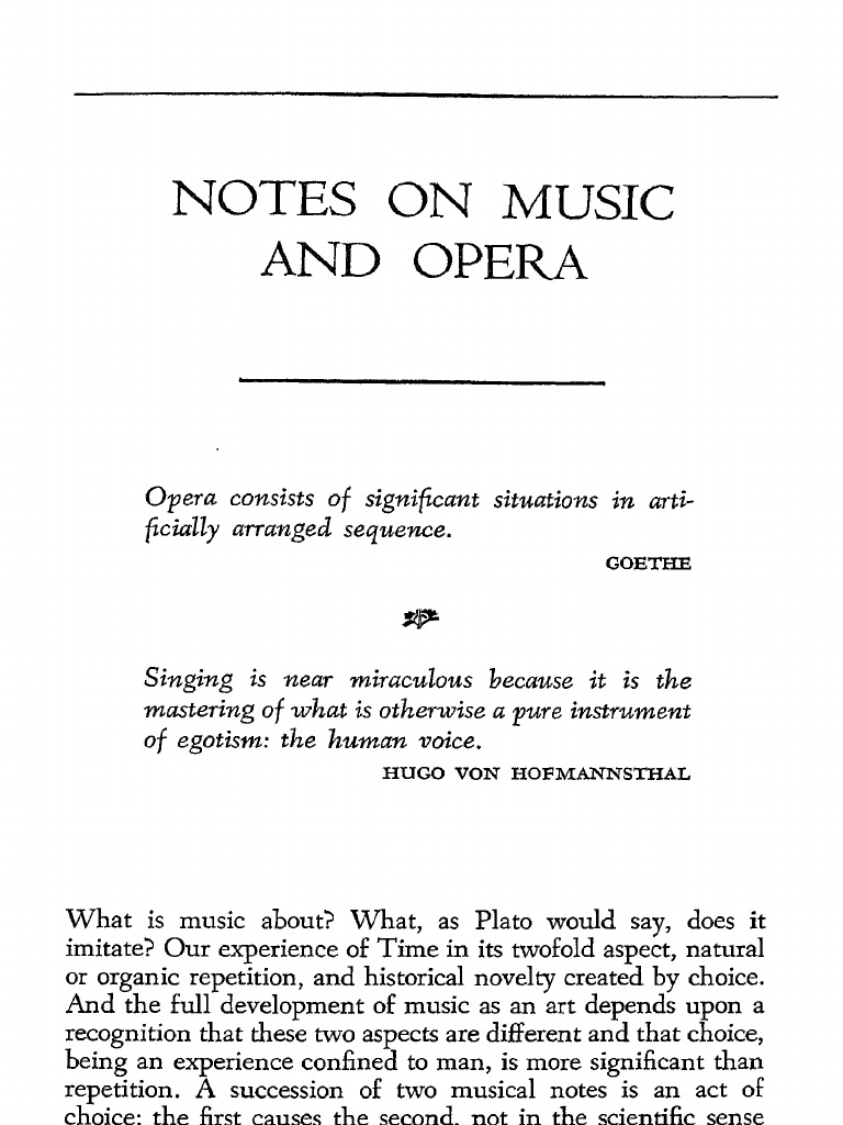 Notes On Music and Opera | PDF | Opera | Poetry