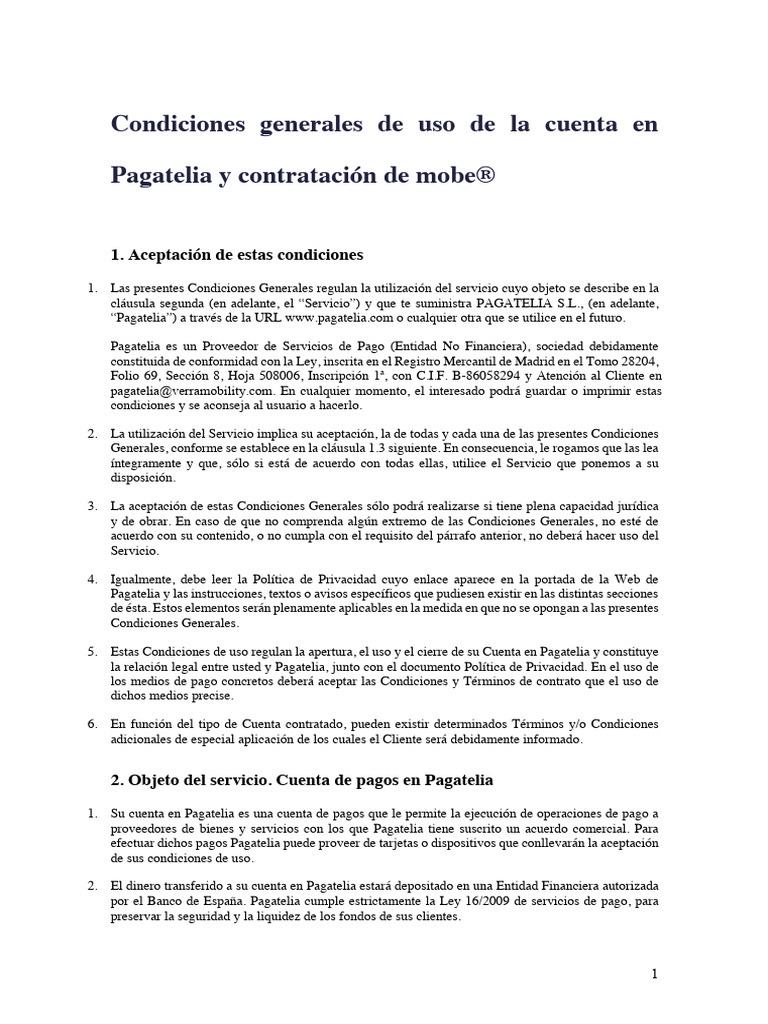 Condiciones Legales Pagatelia | PDF | Tarjeta de débito | Bancos