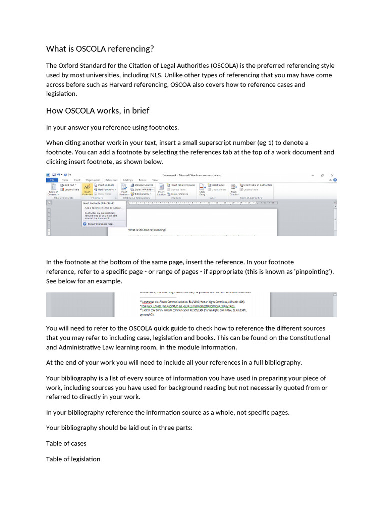 OSCOLA Referencing Explained | PDF | Note (Typography) | Citation