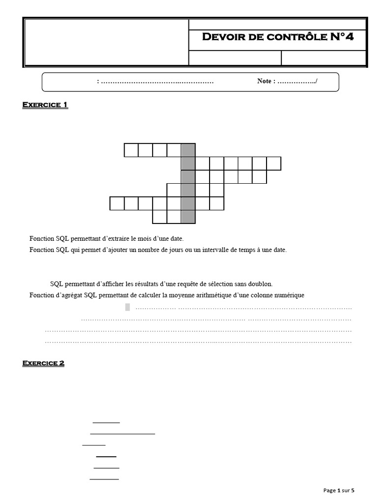 Devoir de contrôle 4 - 4ème SI-STI | PDF