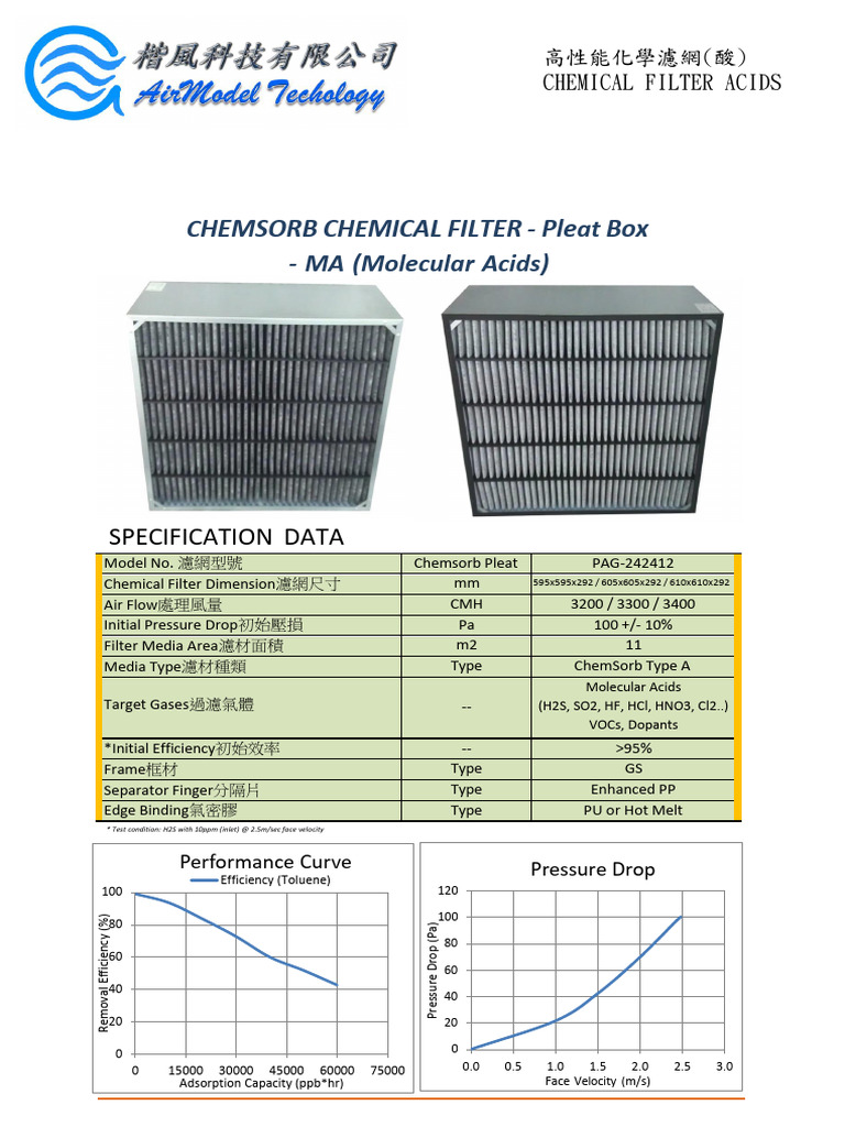 Chemsorb Chemical Filter Specifications | PDF | Chemical Substances ...