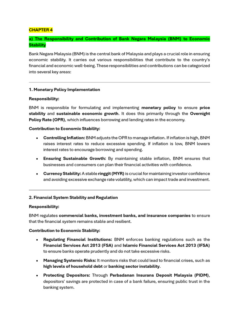 BNM's Role in Malaysia's Economic Stability | PDF | Bonds (Finance ...