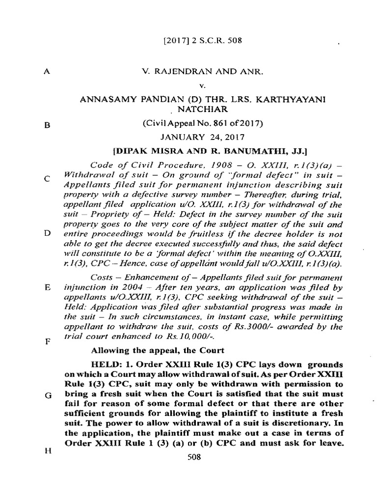 Withdrawal of Civil Suit for Formal Defect | PDF | Lawsuit | Appeal