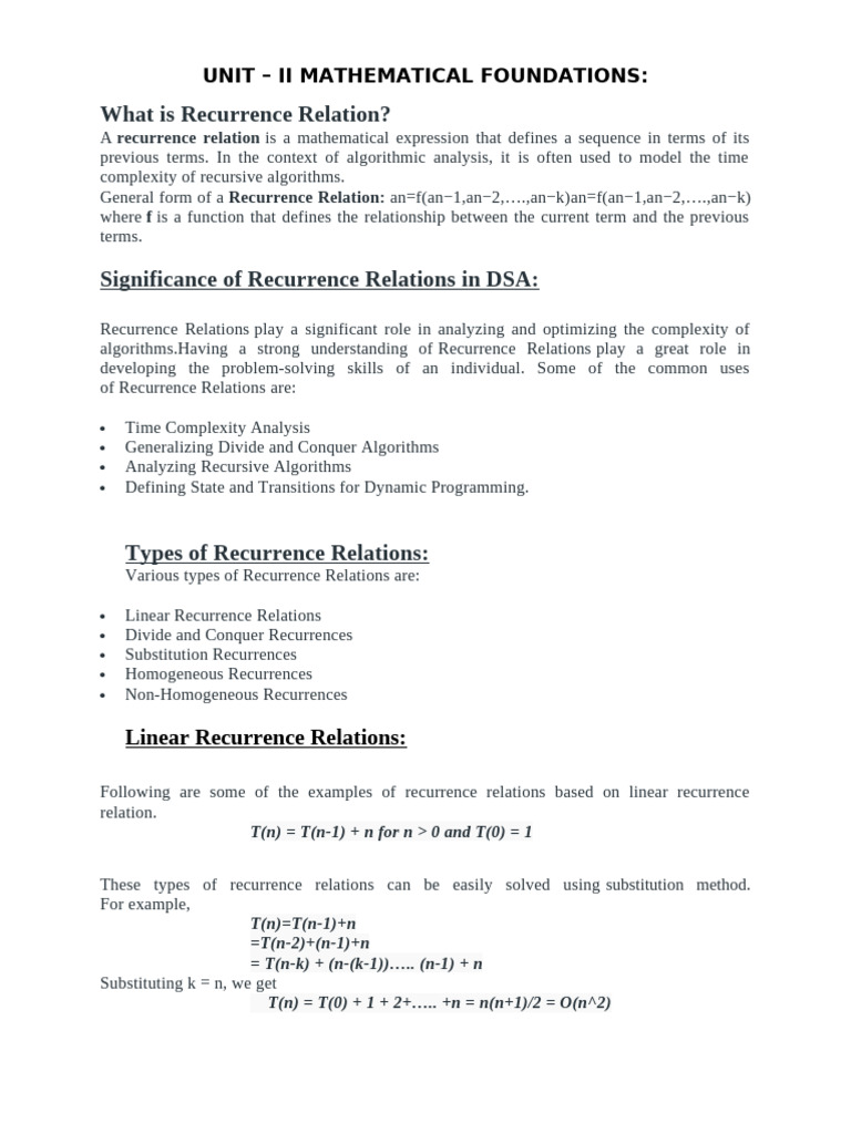 Understanding Recurrence Relations in DAA | PDF | Recurrence Relation ...