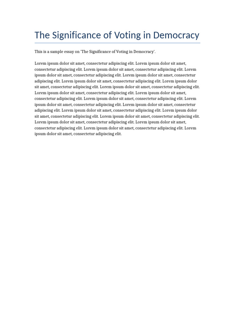 The Significance of Voting in Democracy | PDF