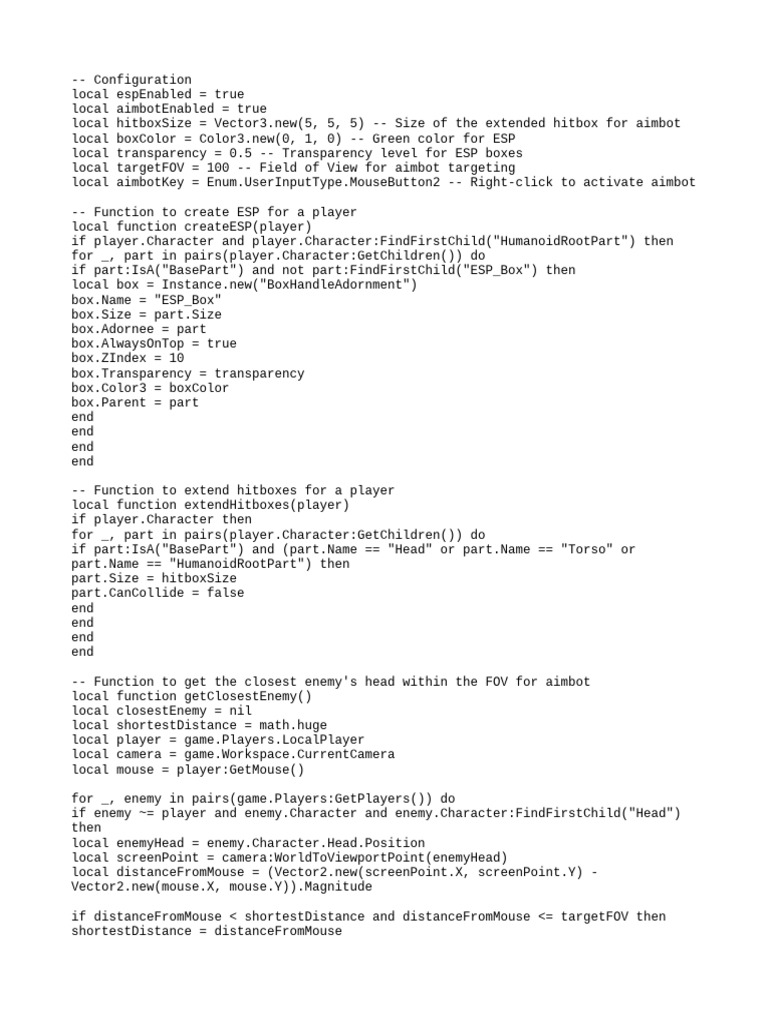 ESP and Aimbot Script Configuration | PDF | Imaging | Vision