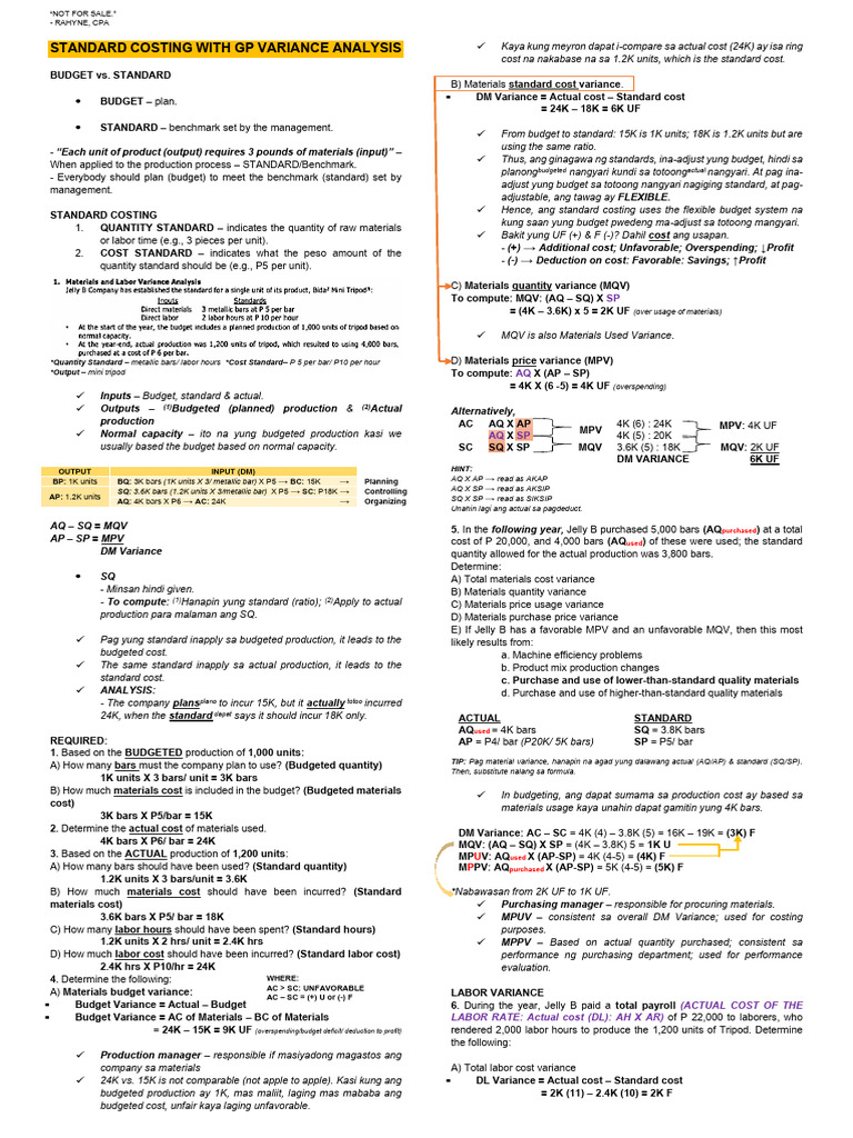 Standard Costing and Variance Analysis | PDF | Financial Accounting ...