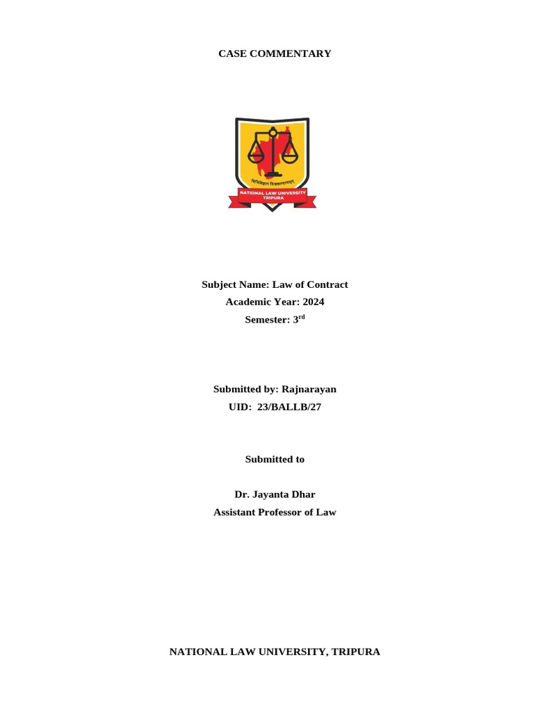 M.C. Chockalingam v. Mangilal Analysis | PDF | Breach Of Contract ...