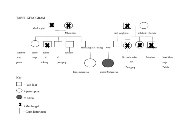 Tabel Genogram Keluarga Izza | PDF
