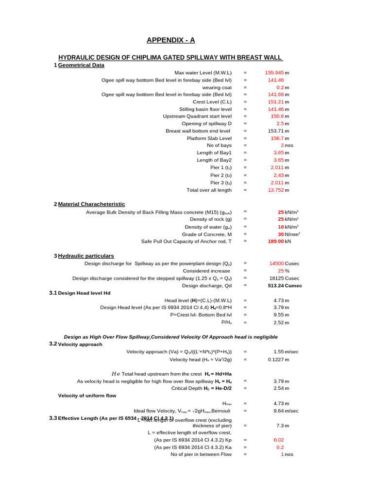 Gated Ogee Spillway Hydraulics Design 22.08.2022 | PDF | Spillway ...