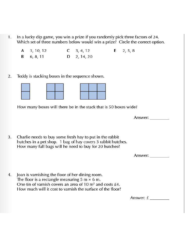 Word Problems Test 2 | PDF