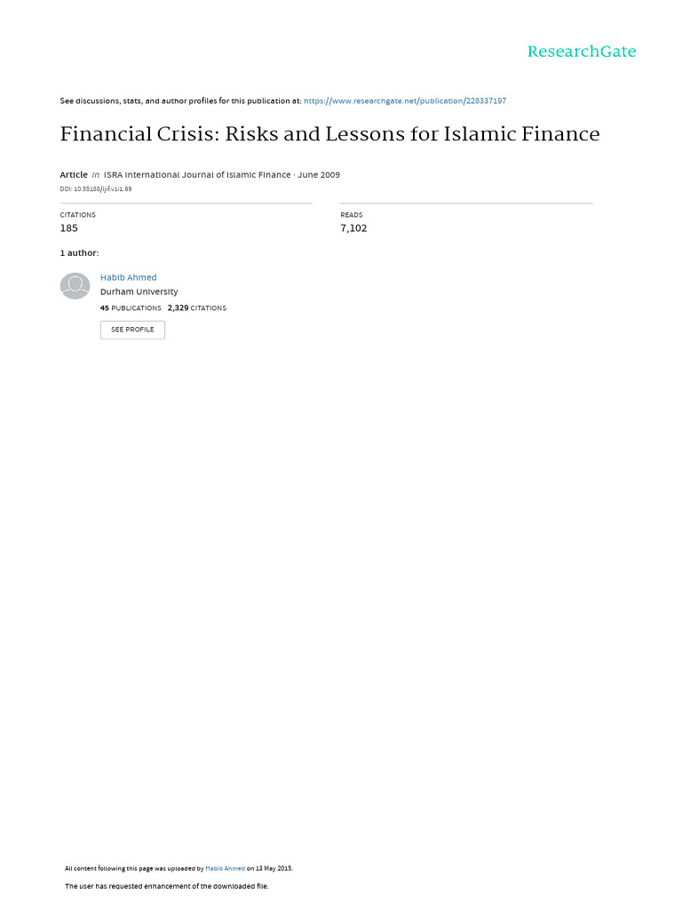 Financial Crisis Risks and Lessons For Islamic Fin | PDF | Financial ...