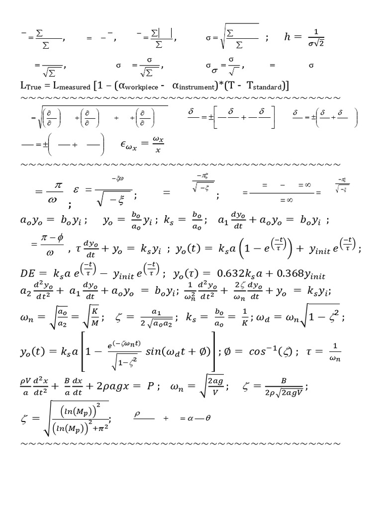 Mathematical Formulas and Calculations | PDF